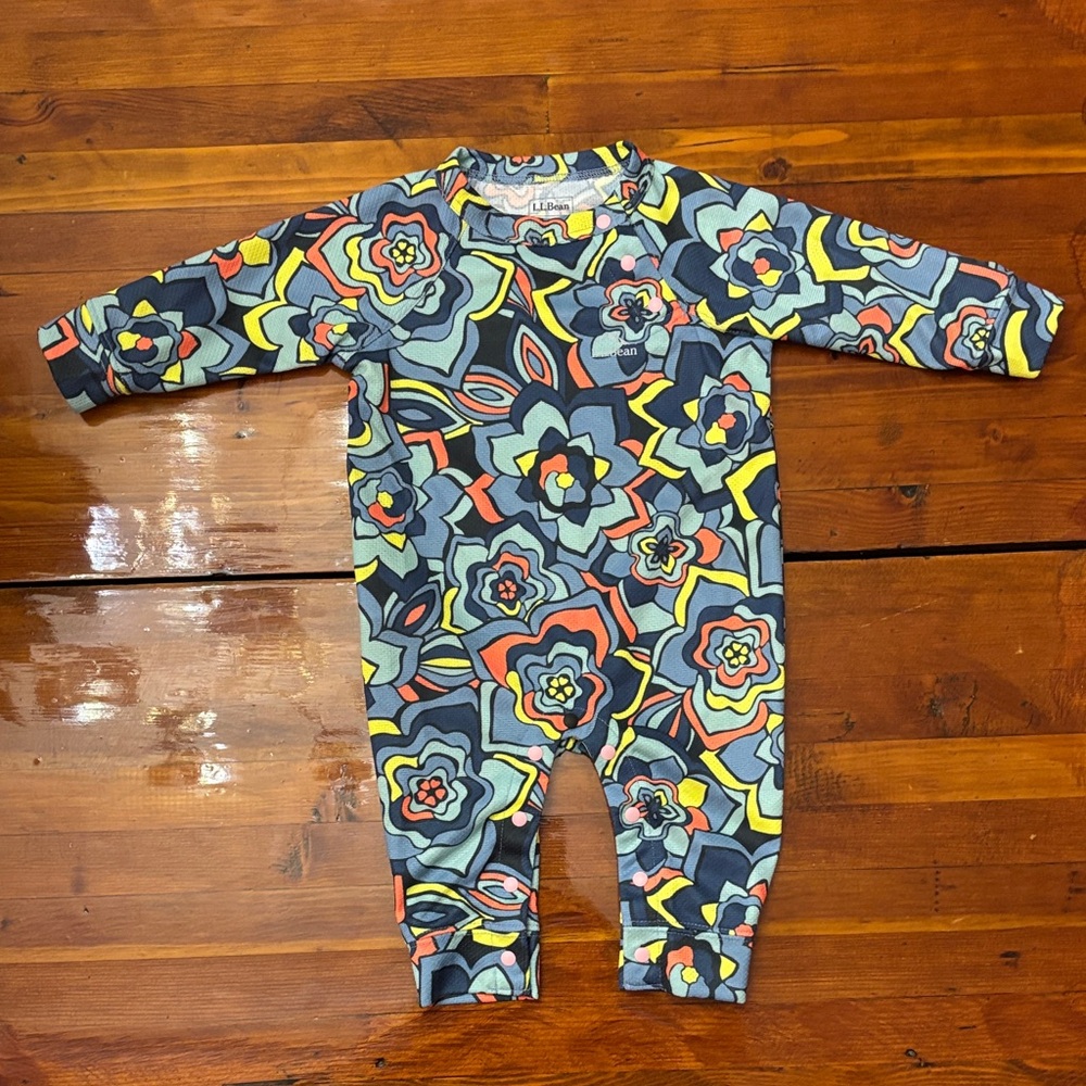 L.L. Bean Floral Patterned Infant Wicked Warm Underwear One Piece